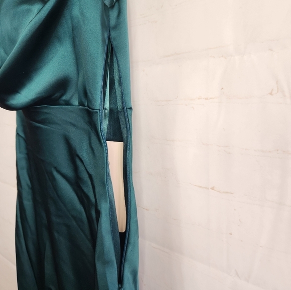 Revelry Skye Satin Bridesmaid Cowl Neck Maxi Dress Classic Emerald - 714 Size 2 - Picture 9 of 13